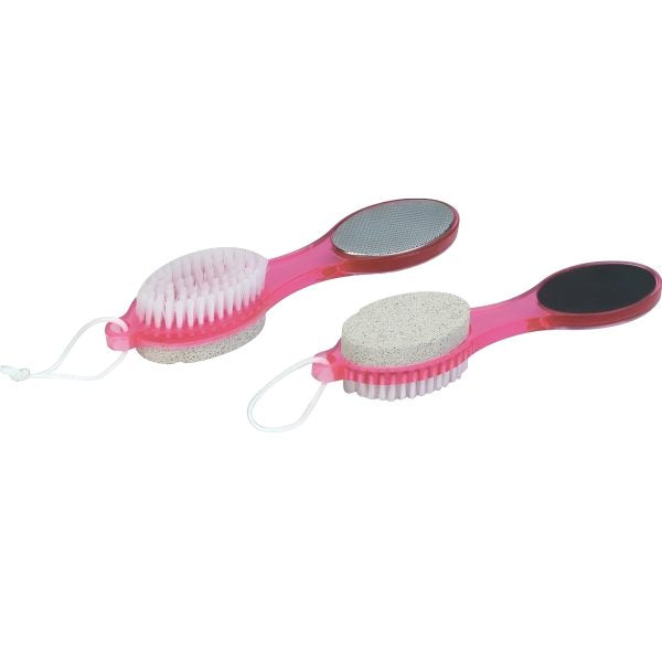 Multi Use Pedicure Paddle Brush – 4 Step Pedicure Cleanse, Scrub, File And Buff (random Color)