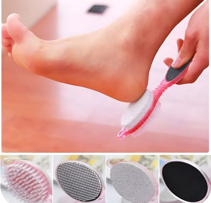 Multi Use Pedicure Paddle Brush – 4 Step Pedicure Cleanse, Scrub, File And Buff (random Color)