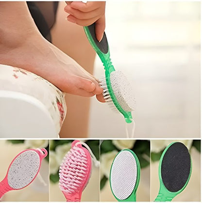 Multi Use Pedicure Paddle Brush – 4 Step Pedicure Cleanse, Scrub, File And Buff (random Color)