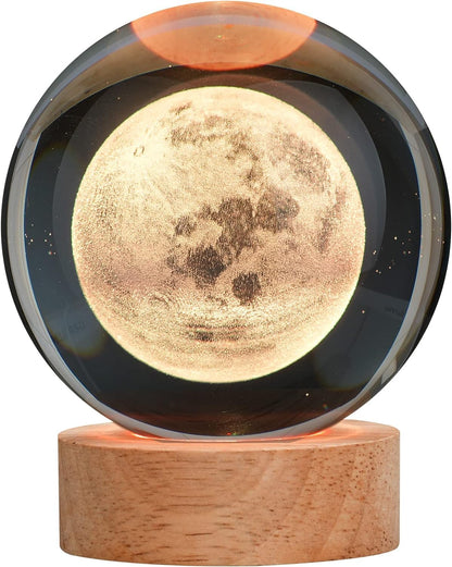 USB LED Galaxy Crystal Ball Night Light - 3D Planet & Moon Lamp for Gift, Festival, and Home Decoration