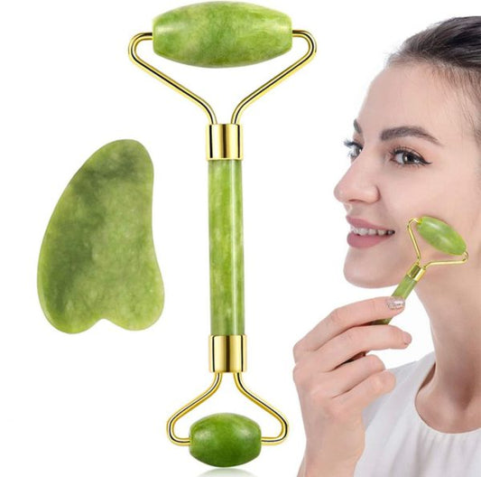 Flawless Jade Roller 2 In 1 Jade Roller & Gua Sha Set Plastic